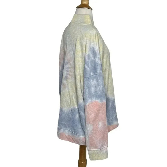 Democracy women's XL Pastel Tie Dyed Sweatshirt Glittery Mock Neck Long Sleeve - Picture 5 of 8